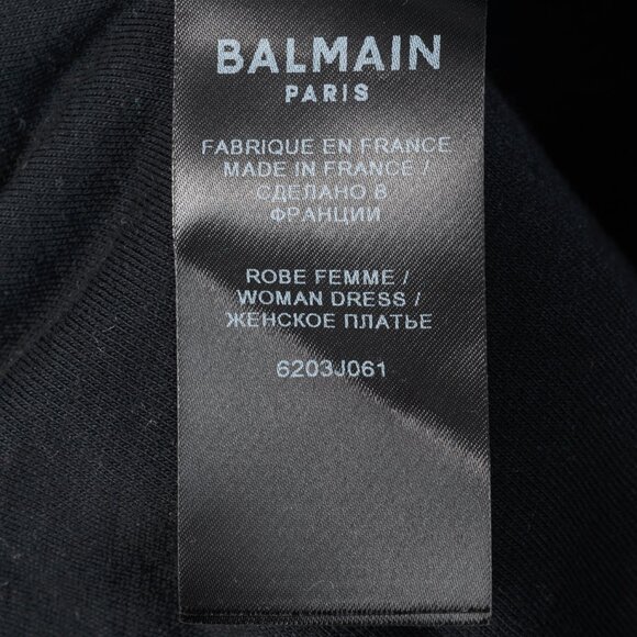 Balmain Black & White Striped Velvet Long-Sleeve Mini Dress - Picture 12 of 14